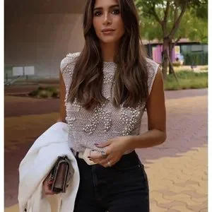 【新品タグ付き】Pearl-Strap Frill Top FRONT ZIP FRILL トップス｜スライの通販｜&mall（アンドモール